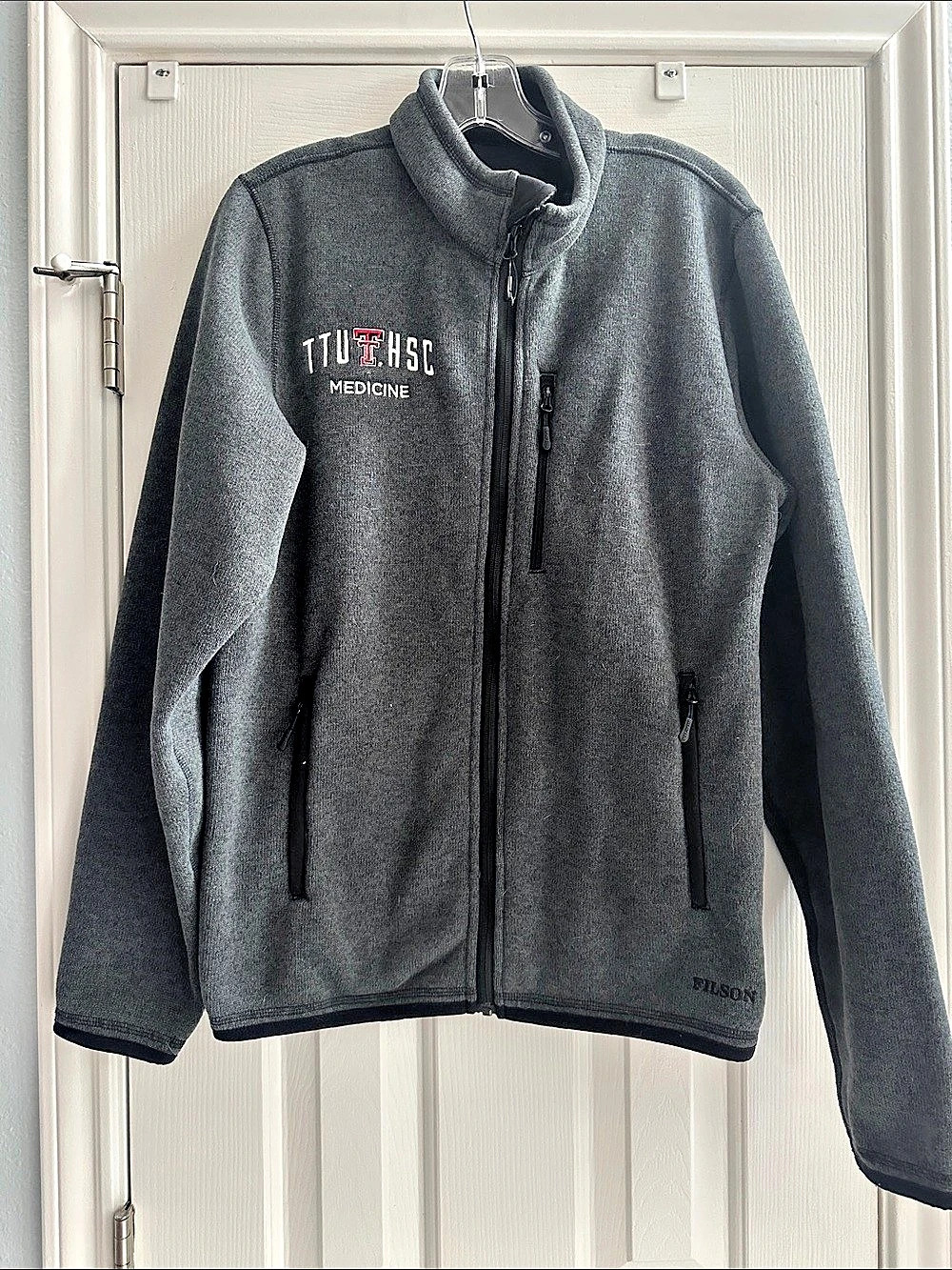 Filson Polartec Fleece Full Zip Jacket Gray Size M TTUHSC Medicine Logo